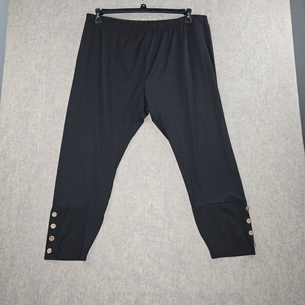 Black Unbranded Womens Button-Detail Trousers 5XL Relaxed Fit Polyester Plain